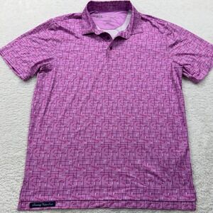 Robert Graham Golf Polo Shirt Mens Medium Pink Golf Club Pattern Skull